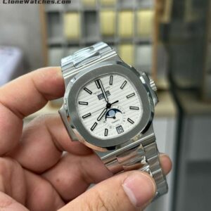 Patek Philippe Super Clone Watches 1:1 Nautilus Tiffany & Co 5726 Annual Calendar White Dial