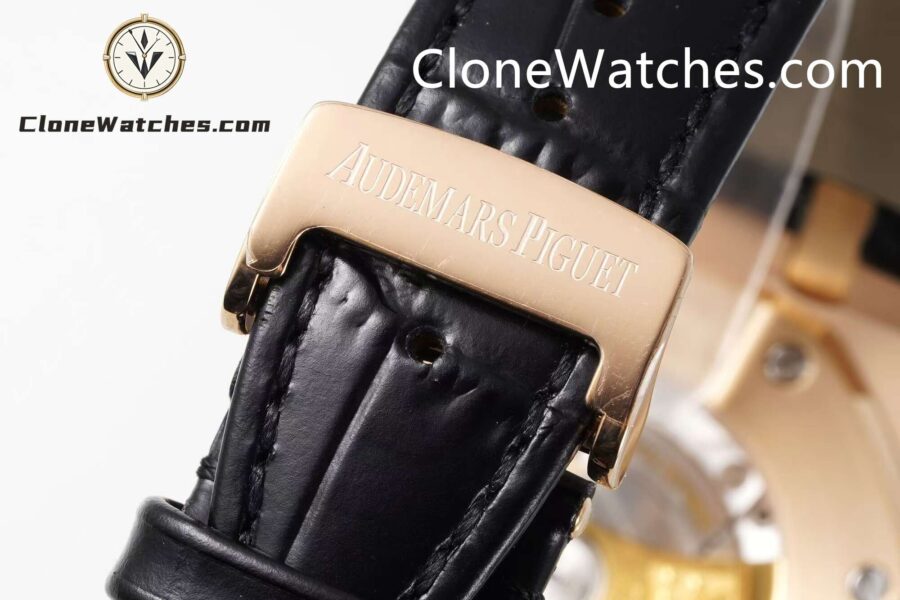 Audemars Piguet Super Clone Watches 1:1 Royal Oak Rose Gold 15400 Black Dial Rubber Strap - Image 15