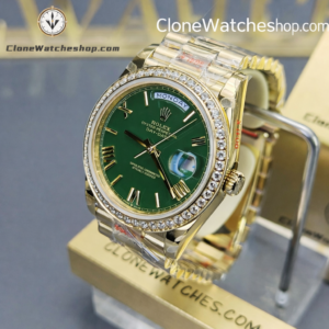 Rolex Super Clone Watches 1:1 Day Date Rose Gold Green Roman Dial 40mm m228345rbr-0011 3255 Movement