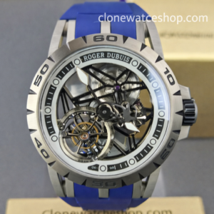 Roger Dubuis Super Clone Watches 1:1 Excalibur Skeleton Tourbillon RDDBEX0479 45MM Blue Strap
