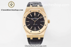 Audemars Piguet Super Clone Watches 1:1 Royal Oak Rose Gold 15400 Black Dial Rubber Strap
