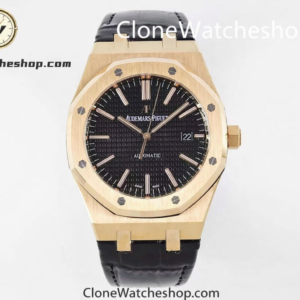Audemars Piguet Super Clone Watches 1:1 Royal Oak Rose Gold 15400 Black Dial Rubber Strap