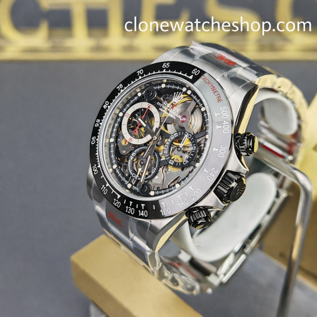 Modified Super Clone Watches 1:1 Sonic Rolex Daytona Black Skeleton Dial 4130 - Image 3