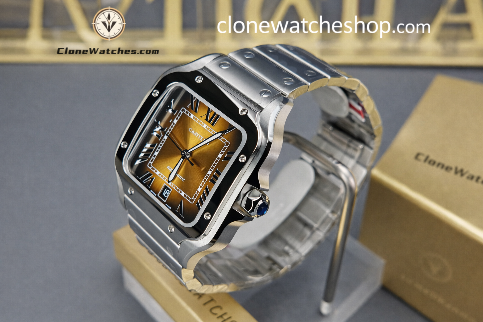 Cartier Super Clone Watches 1:1 Santos Series Gradient Brown Dial 39.8MM WSSA0064 - Image 3