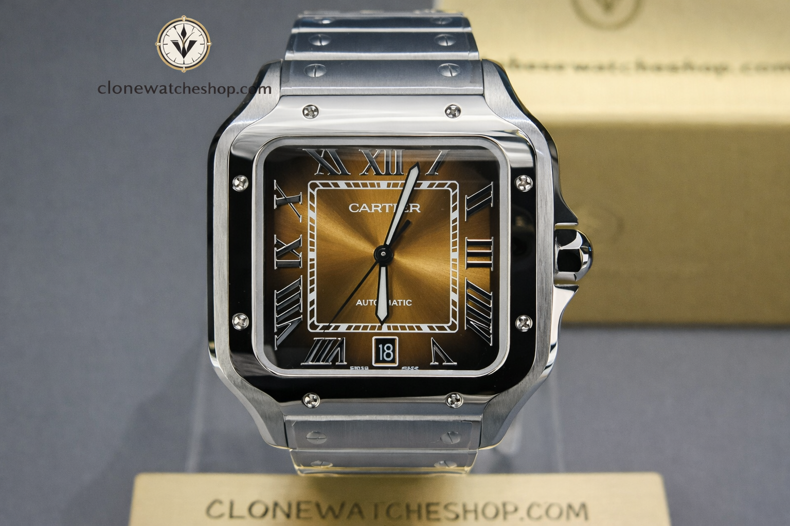 Cartier Super Clone Watches 1:1 Santos Series Gradient Brown Dial 39.8MM WSSA0064