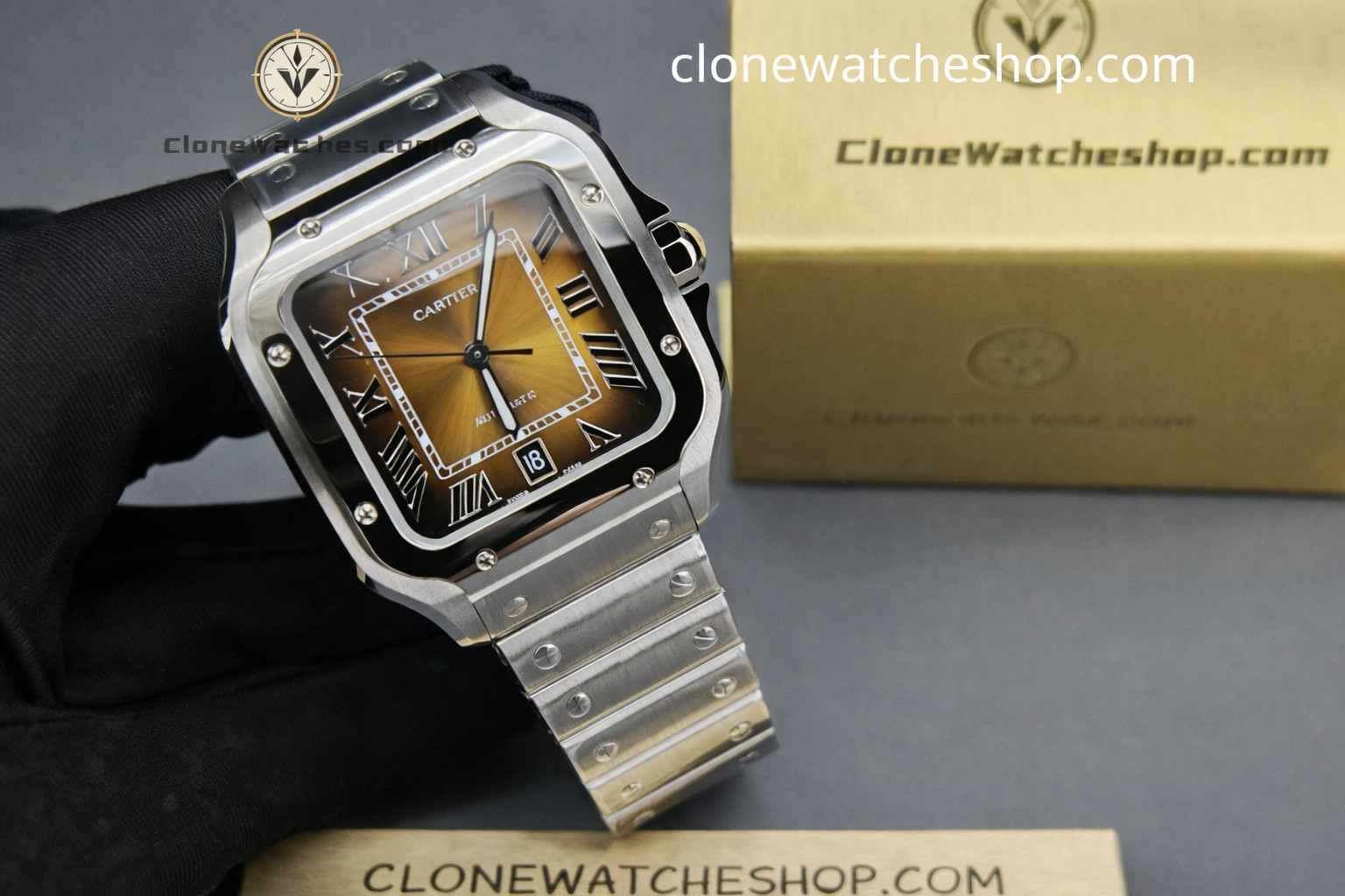 Cartier Super Clone Watches 1:1 Santos Series Gradient Brown Dial 39.8MM WSSA0064 - Image 5