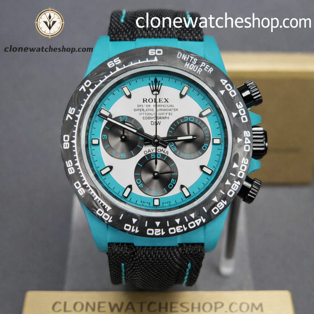 Modified Super Clone Watches 1:1 DiW Rolex Daytona Quartz Fiber CELESTE INVERT