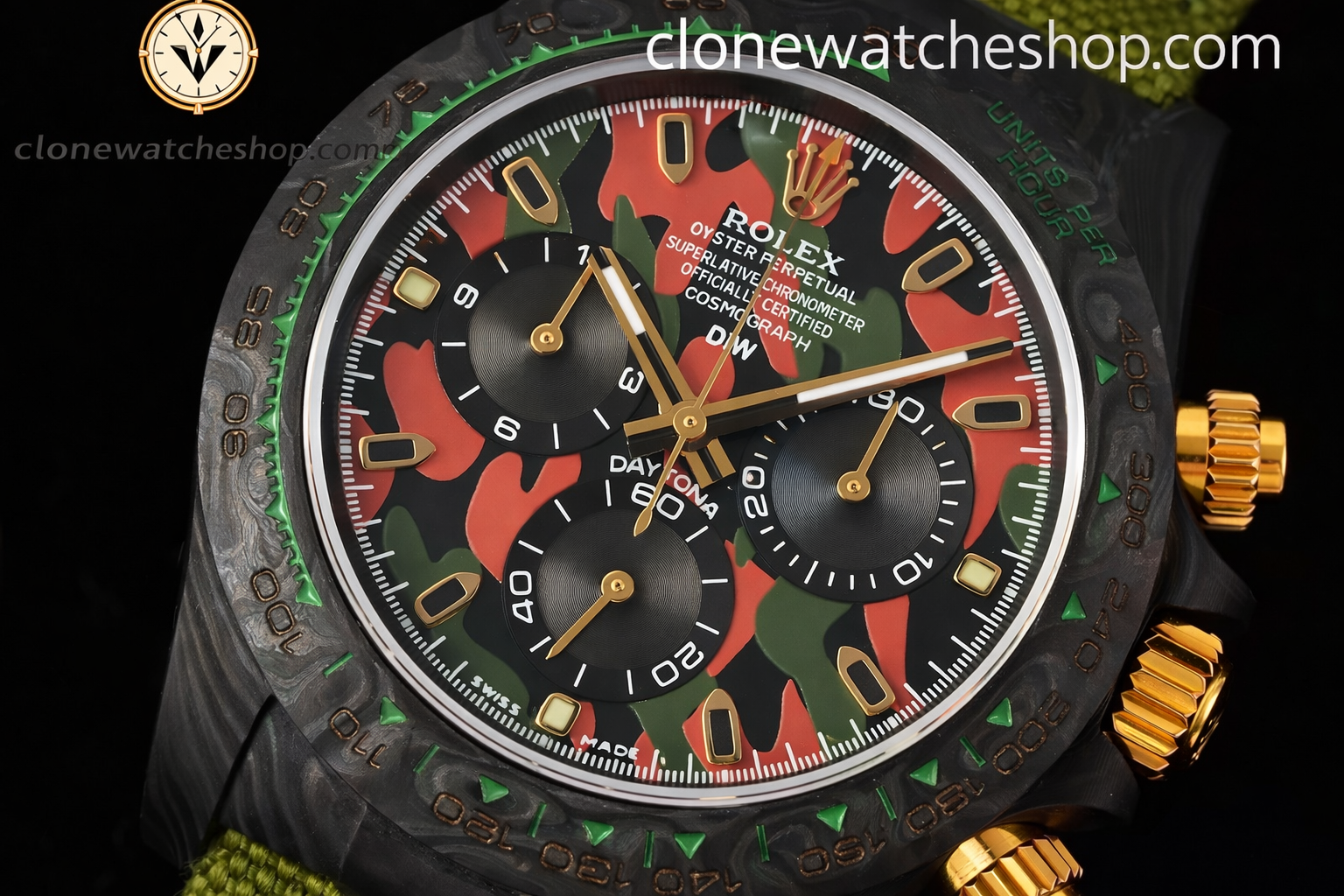 Modified Super Clone Watches 1:1 DiW Rolex Daytona NTPT Carbon “MILITARY GREEN UNIQUE 1″ - Image 5