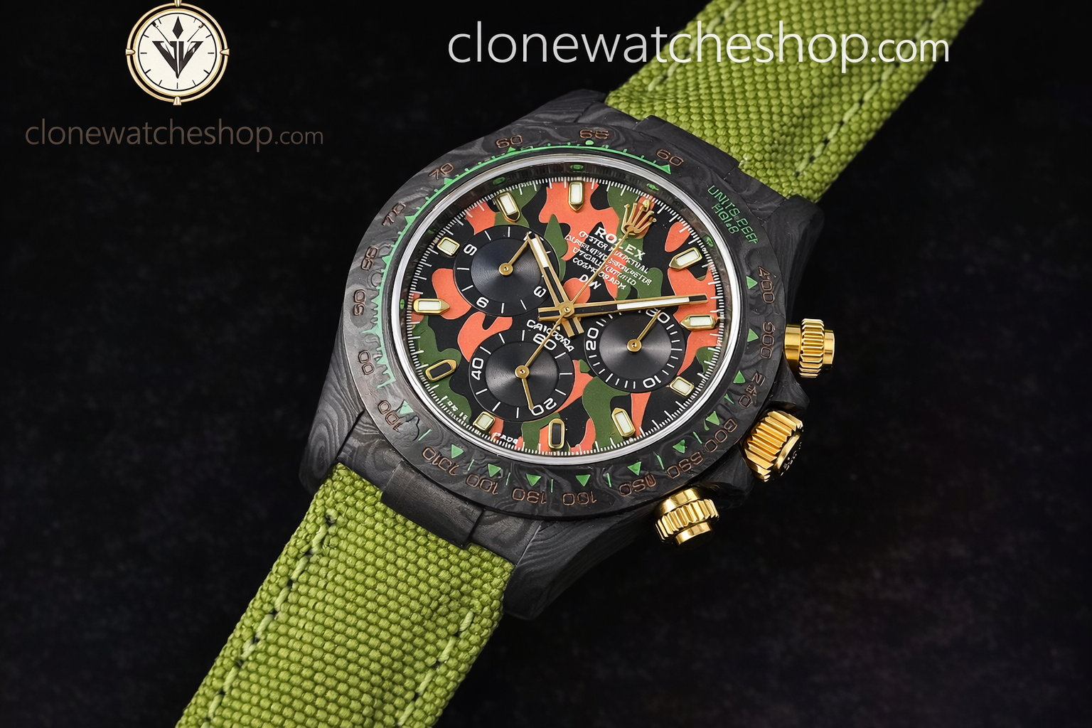 Modified Super Clone Watches 1:1 DiW Rolex Daytona NTPT Carbon “MILITARY GREEN UNIQUE 1″ - Image 6