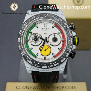 Modified Super Clone Watches 1:1 DiW Rolex Daytona CarboQuartz 4130 Movement Black Strap