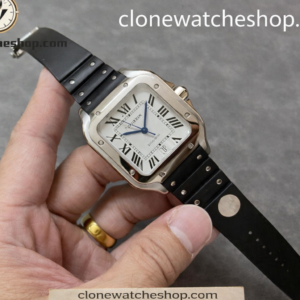 Cartier Super Clone Watches 1:1 Santos Series White Dial 39.8MM WSSA0018 Rubber Strap