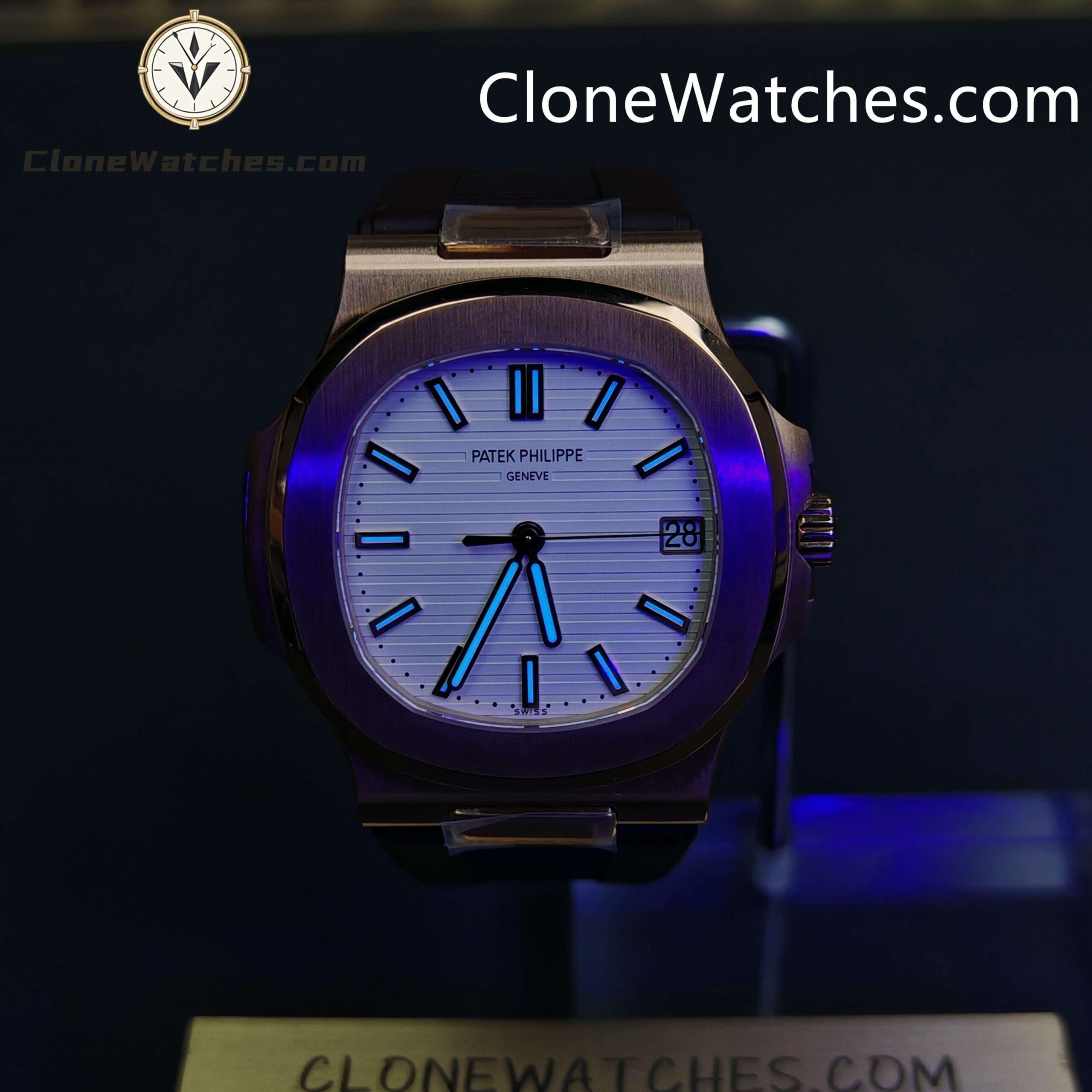 Patek Philippe Super Clone Watches 1:1 Nautilus 5711/1R White Dial Brown Rubber Strap - Image 3