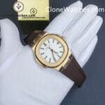Patek Philippe Super Clone Watches 1:1 Nautilus 5711/1R White Dial Brown Rubber Strap - Image 5