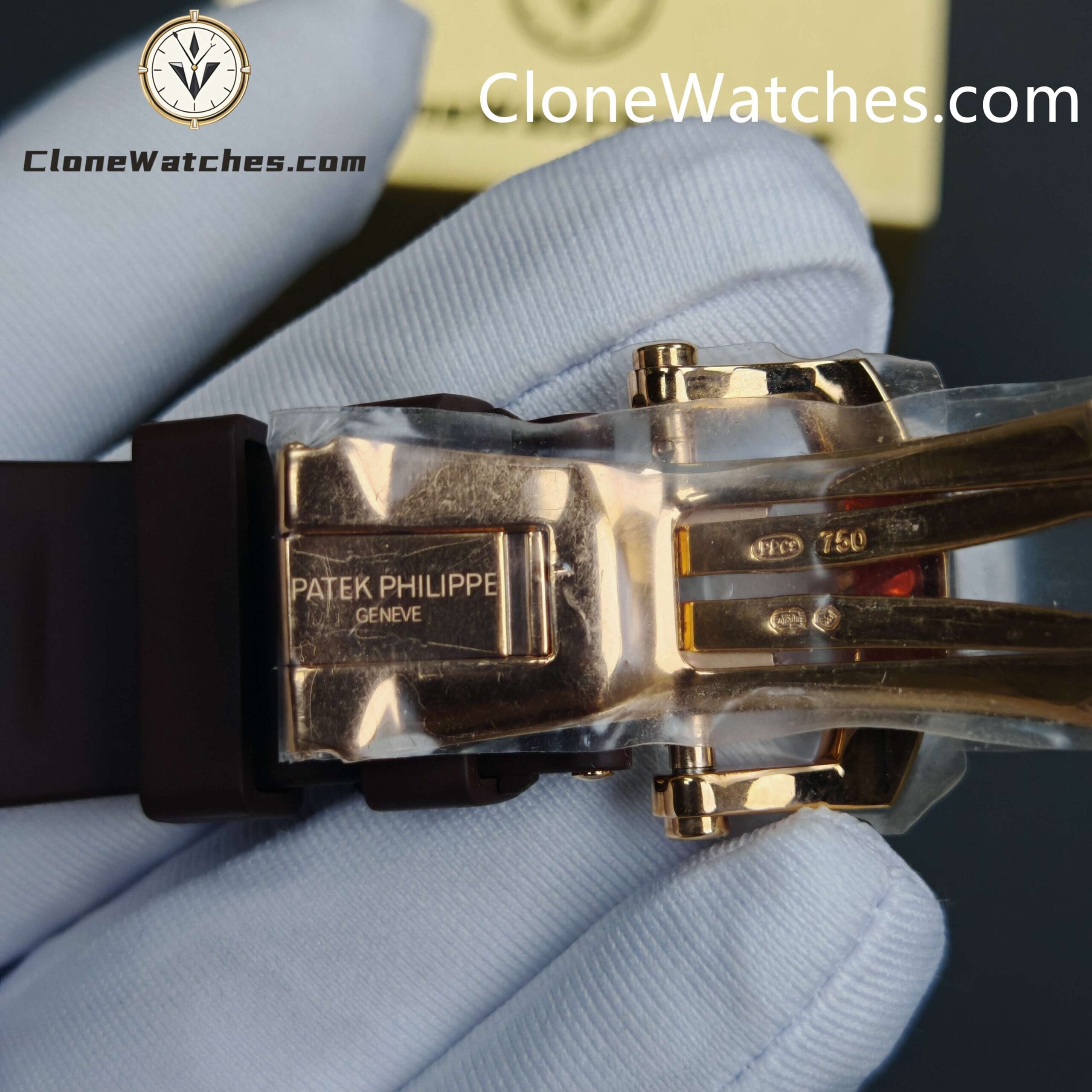 Patek Philippe Super Clone Watches 1:1 Nautilus 5711/1R White Dial Brown Rubber Strap - Image 11