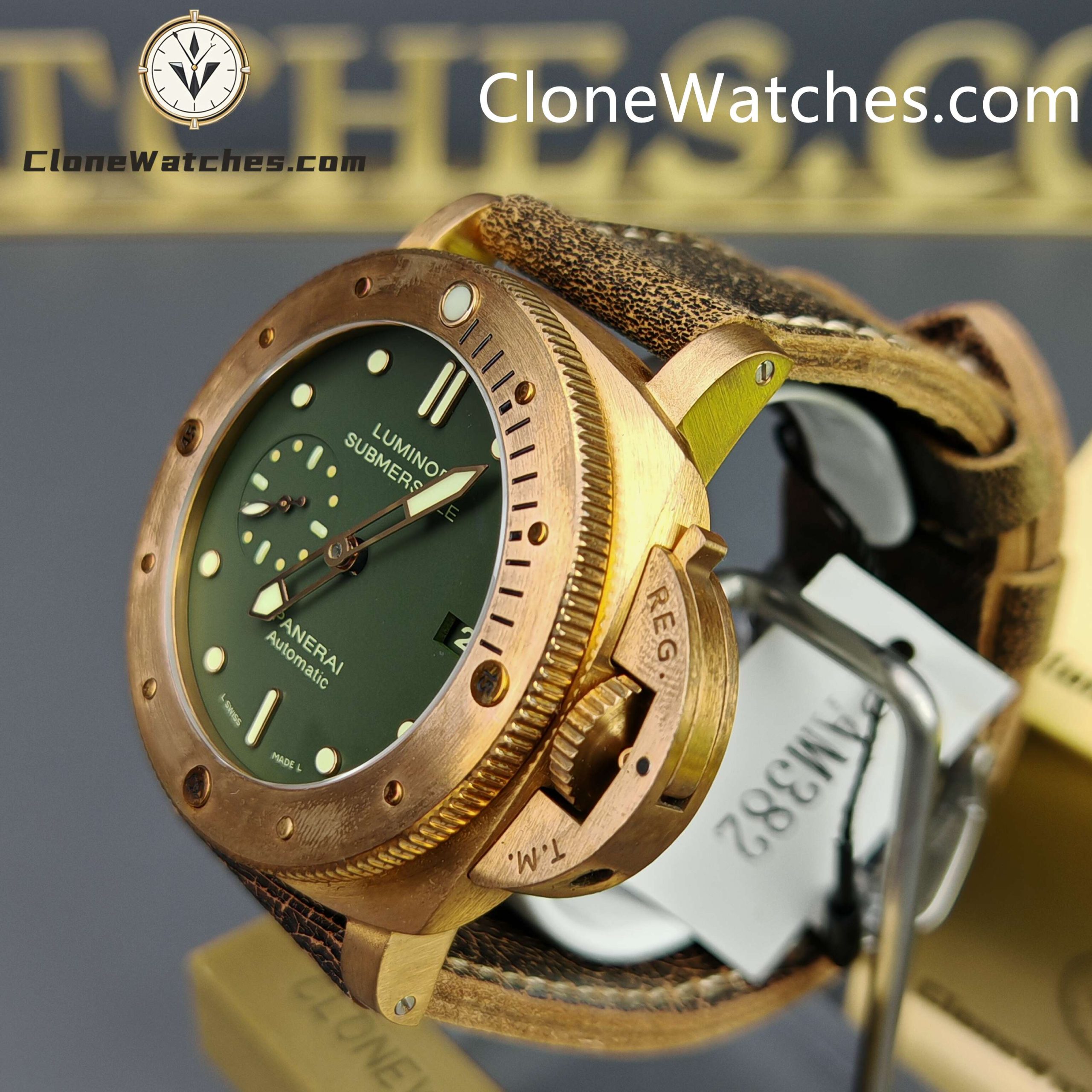 Panerai Super Clone Watches 1:1 Submersible 1950 3 Days Automatic Bronzo PAM00382 - Image 5