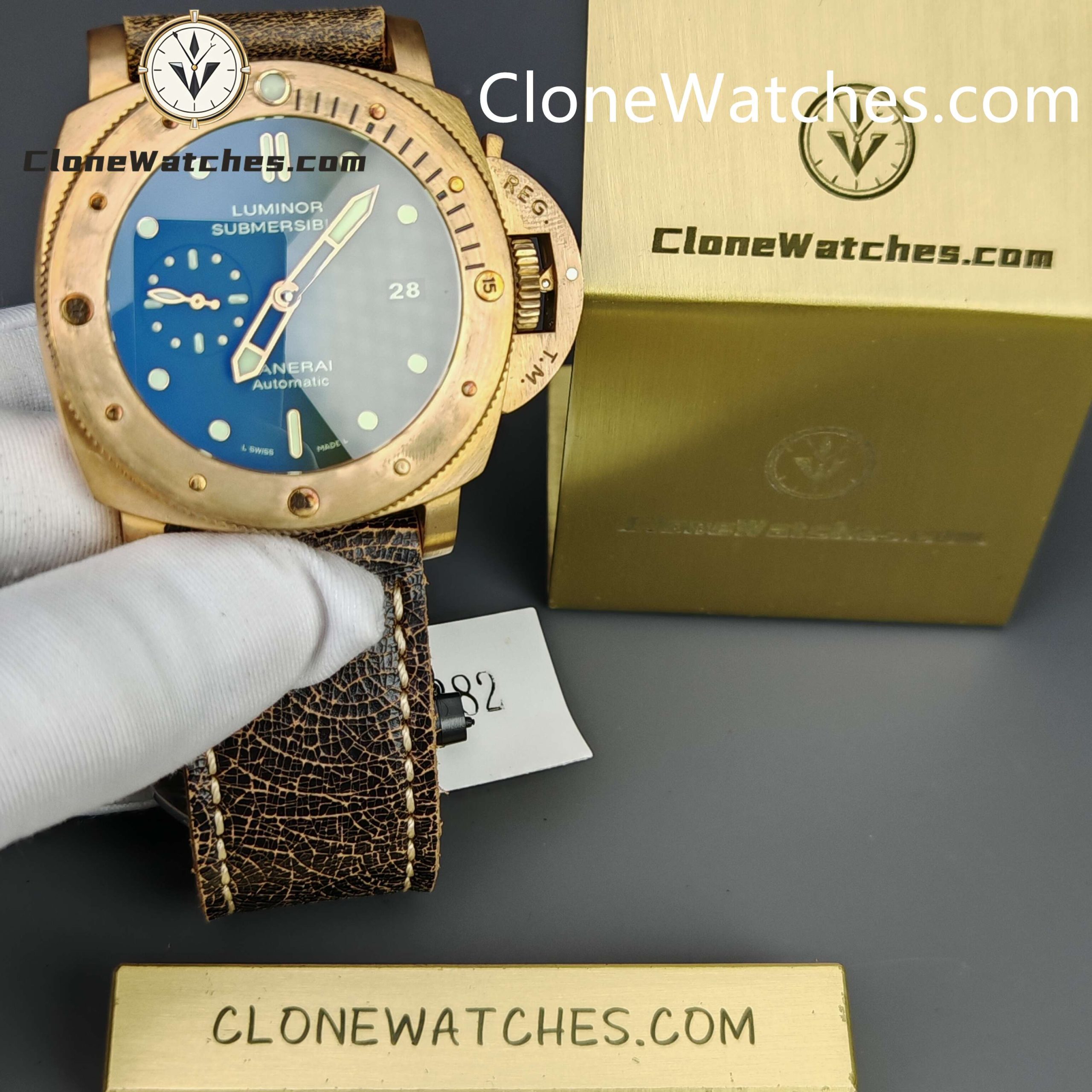 Panerai Super Clone Watches 1:1 Submersible 1950 3 Days Automatic Bronzo PAM00382 - Image 6