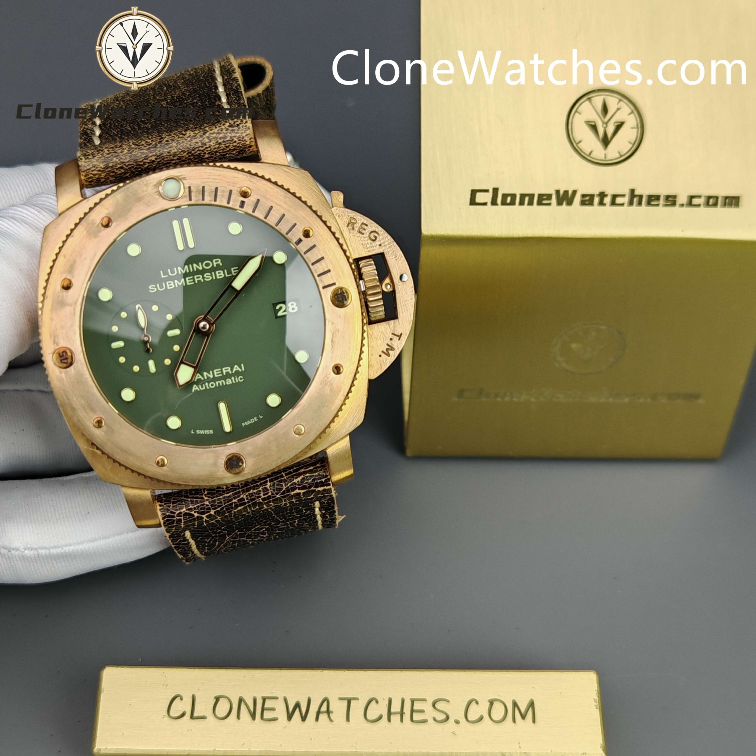 Panerai Super Clone Watches 1:1 Submersible 1950 3 Days Automatic Bronzo PAM00382 - Image 8