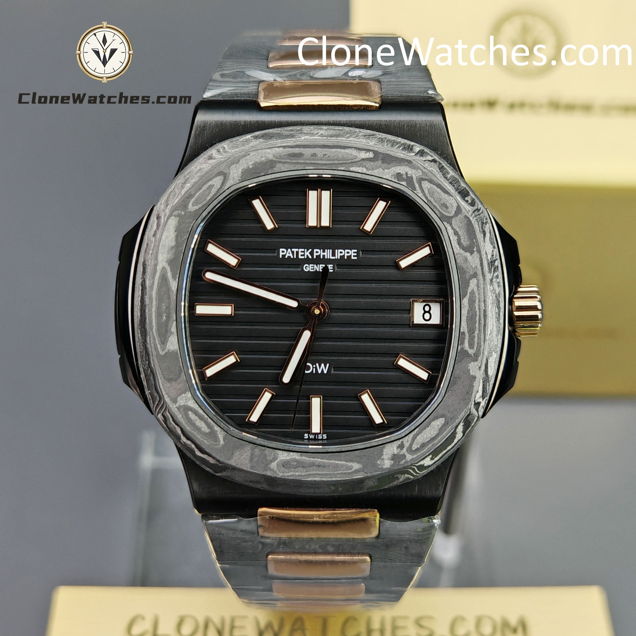 Modified Super Clone Watches 1:1 DiW Patek Philippe Nautilus 5711/1A “ROSE GOLD BLACK GRAIL" - Image 20