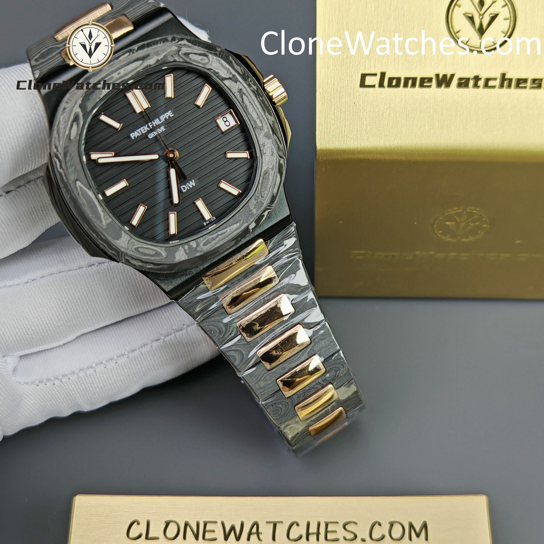 Modified Super Clone Watches 1:1 DiW Patek Philippe Nautilus 5711/1A “ROSE GOLD BLACK GRAIL" - Image 4