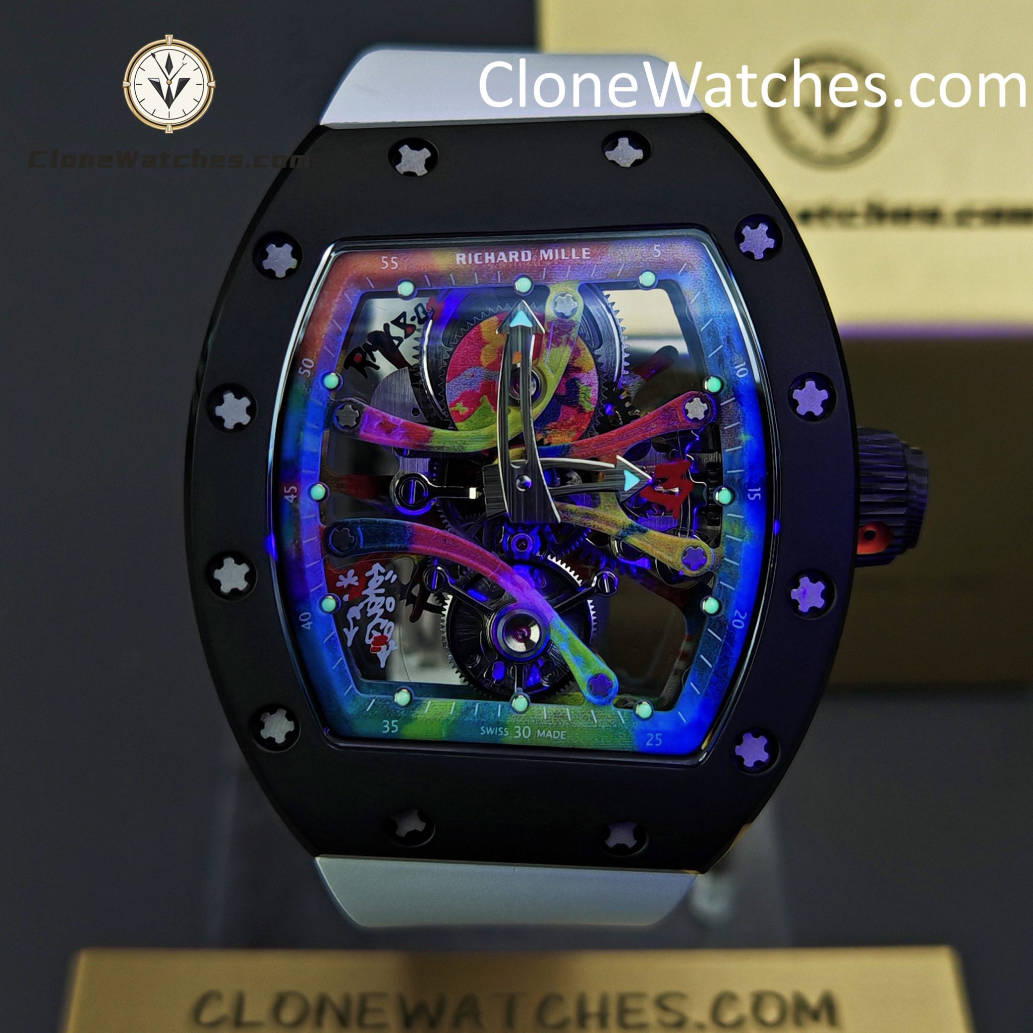 Richard Mille Super Clone Watches 1:1 RM 035 Americas Rose Gold Black Strap - Image 15