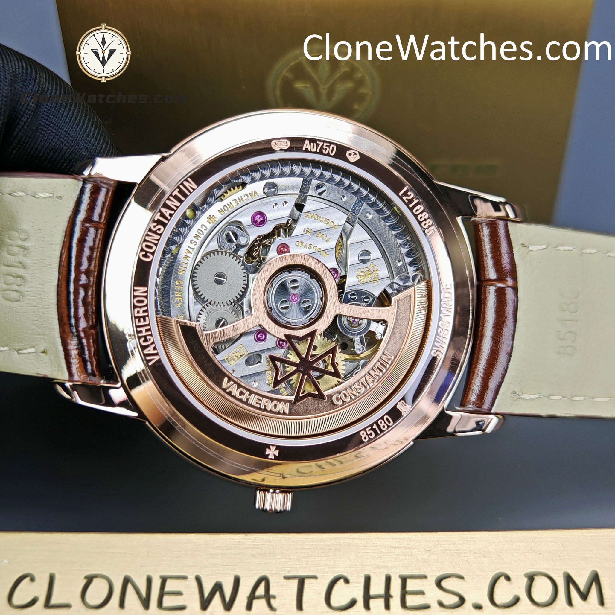 Vacheron Constantin Super Clone Watches 1:1 Patrimony Rose Gold 85180/000R-9166 Black Dial - Image 6