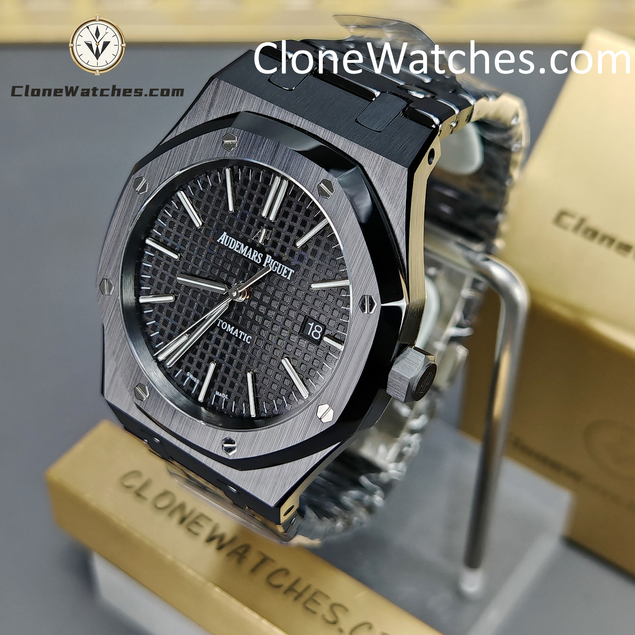 Audemars Piguet Super Clone Watches 1:1 Royal Oak 15400 Black Ceramic Black Dial - Image 2
