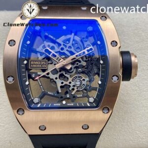 Richard Mille Super Clone Watches 1:1 RM 035 Americas Rose Gold Black Strap