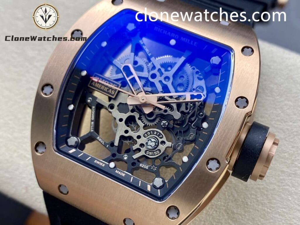Richard Mille Super Clone Watches 1:1 RM 035 Americas Rose Gold Black Strap - Image 6