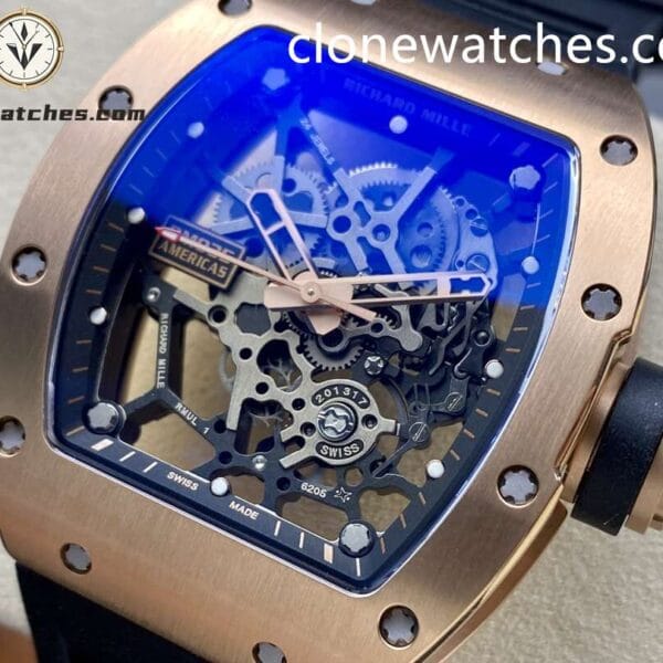 Richard Mille Super Clone Watches 1:1 RM 035 Americas Rose Gold Black Strap - Image 5