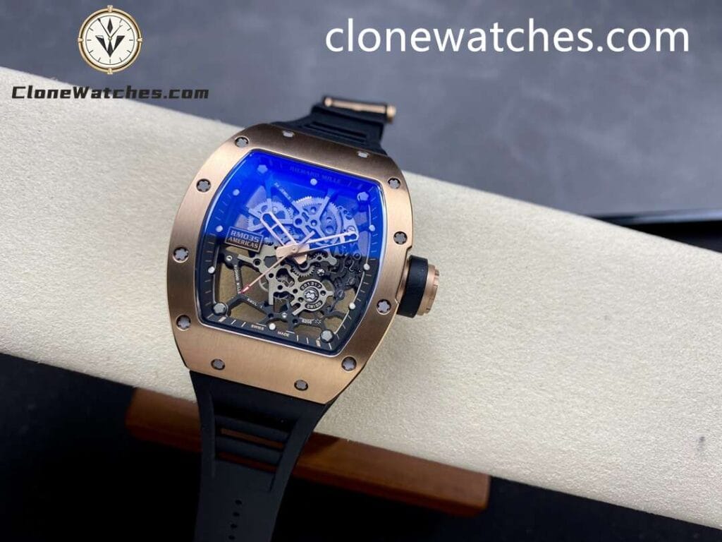 Richard Mille Super Clone Watches 1:1 RM 035 Americas Rose Gold Black Strap - Image 8