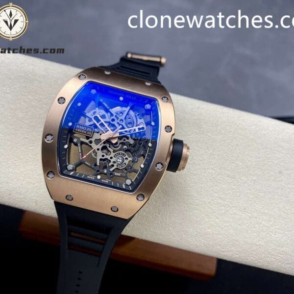 Richard Mille Super Clone Watches 1:1 RM 035 Americas Rose Gold Black Strap - Image 7