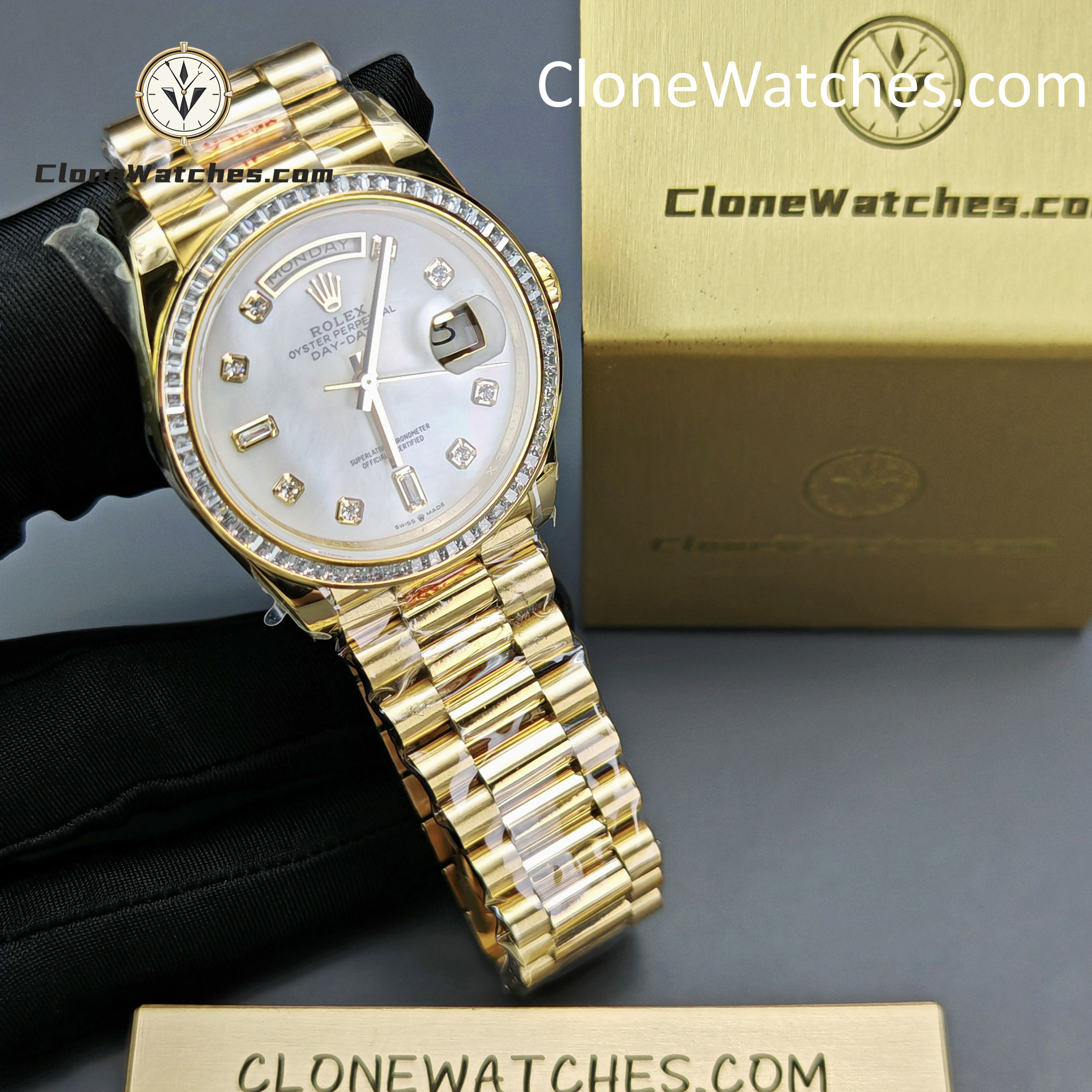 Rolex Super Clone Watches 1:1 Day Date Mother of Pearl Diamond Dial m128398tbr-0004 3255 Movement 36 mm - Image 3