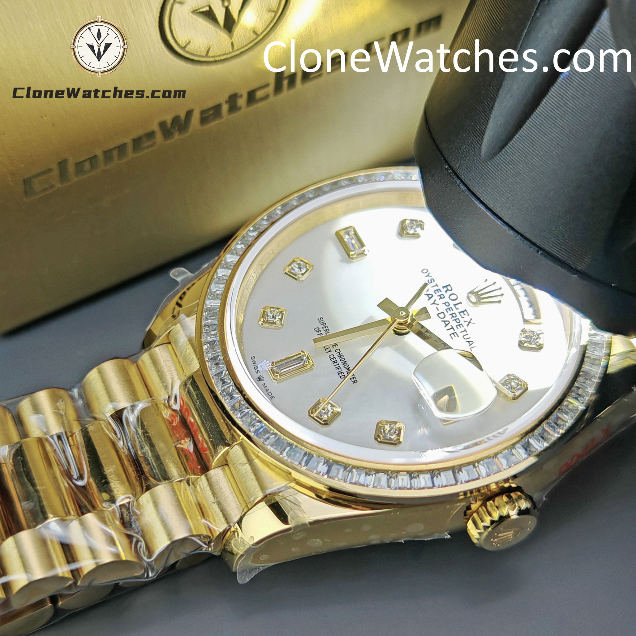 Rolex Super Clone Watches 1:1 Day Date Mother of Pearl Diamond Dial m128398tbr-0004 3255 Movement 36 mm - Image 2