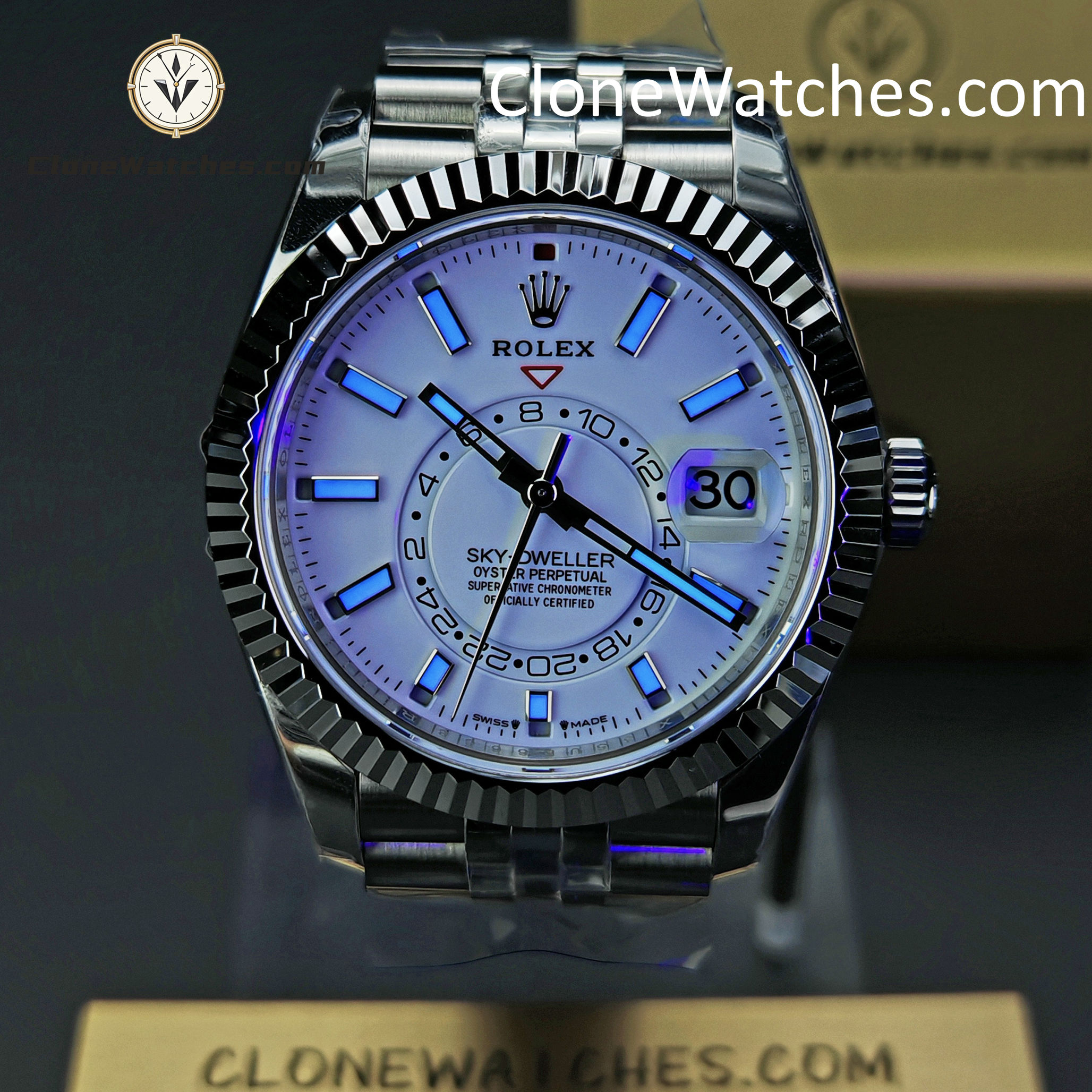 Rolex Super Clone Watches 1:1 Sky Dweller White Dial Jubilee M336934 9002 Movement - Image 6