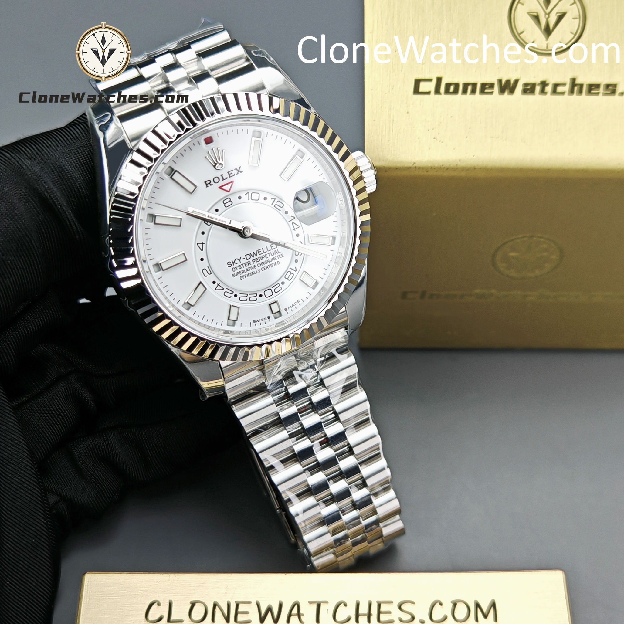 Rolex Super Clone Watches 1:1 Sky Dweller White Dial Jubilee M336934 9002 Movement - Image 3