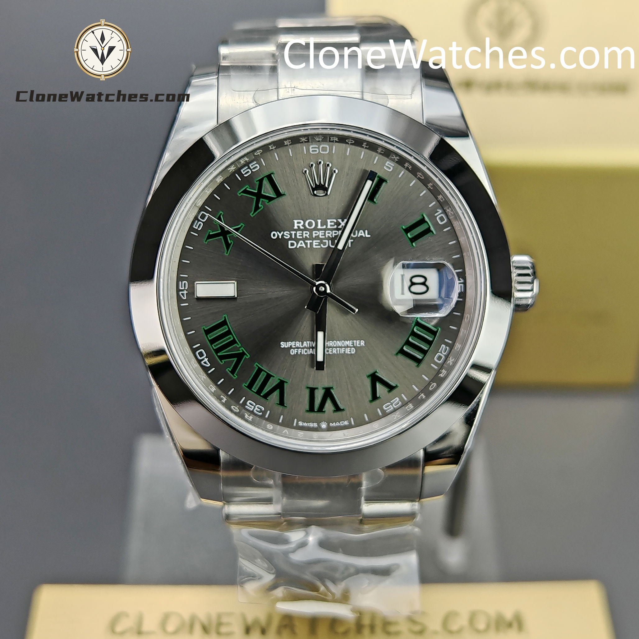 Rolex Super Clone Watches 1:1 DateJust Grey Roman Dial M126300 – 0013 Oyster 41MM 3235 Movement
