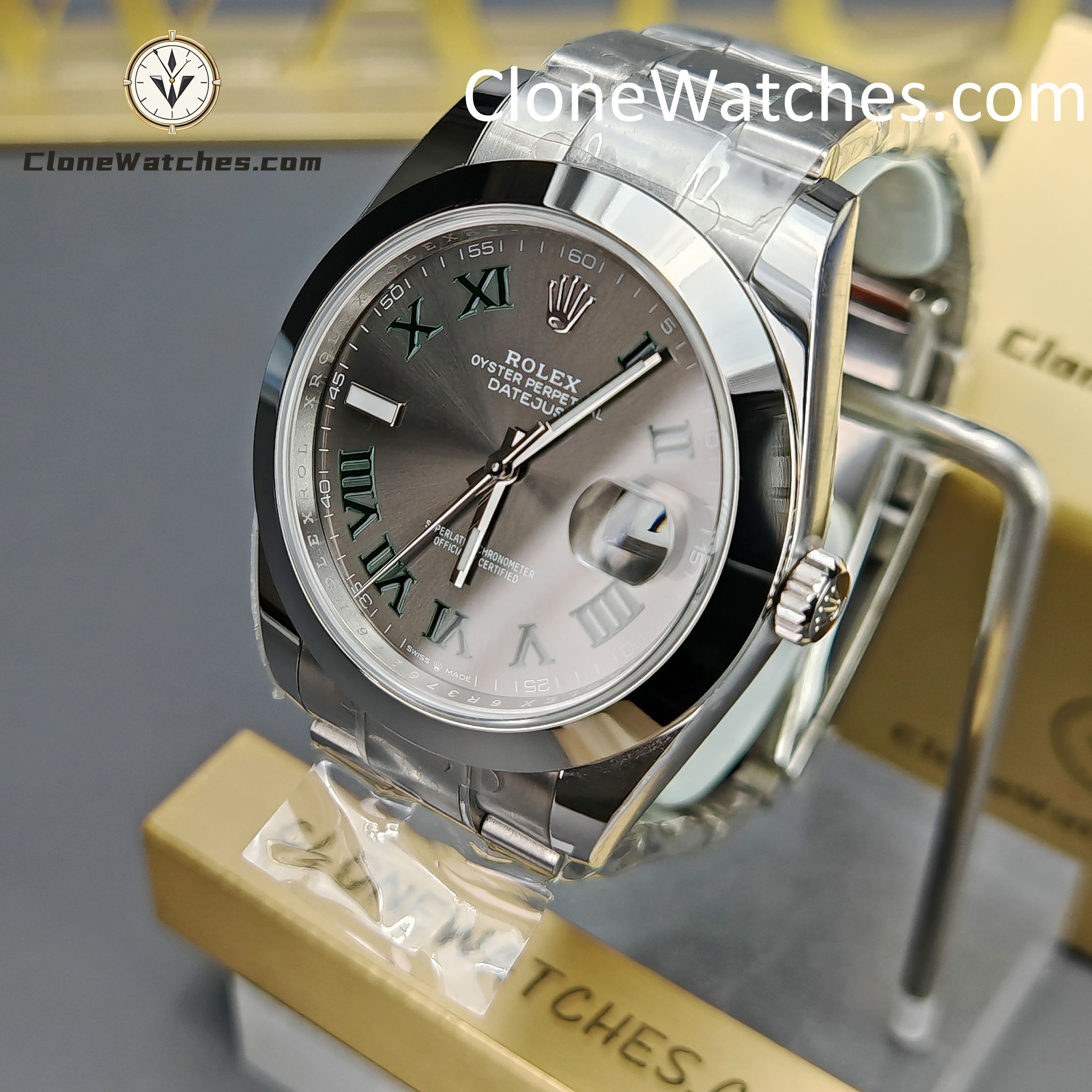 Rolex Super Clone Watches 1:1 DateJust Grey Roman Dial M126300 – 0013 Oyster 41MM 3235 Movement - Image 3
