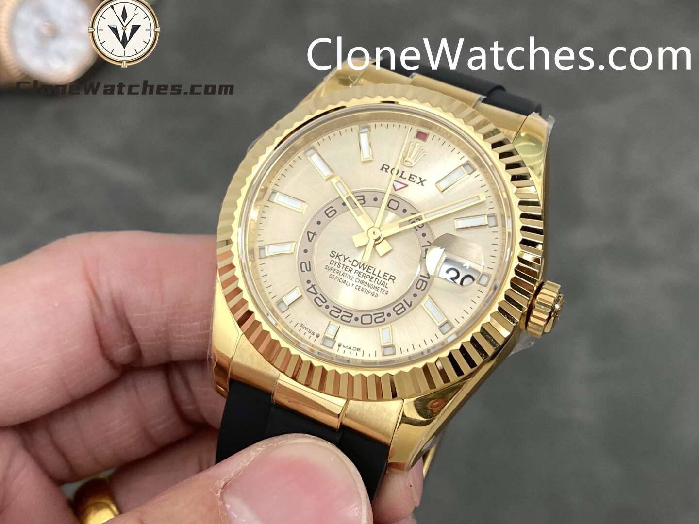 This super perfect Rolex Super Clone Watches is fully functional with 18k white gold plated on a 904L stainless steel case, solid case back with Rolex markings and engravings, white dial with center subdial for world time function. - Image 2