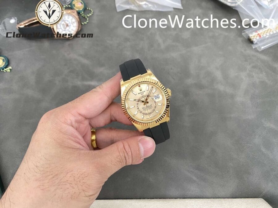 This super perfect Rolex Super Clone Watches is fully functional with 18k white gold plated on a 904L stainless steel case, solid case back with Rolex markings and engravings, white dial with center subdial for world time function. - Image 3